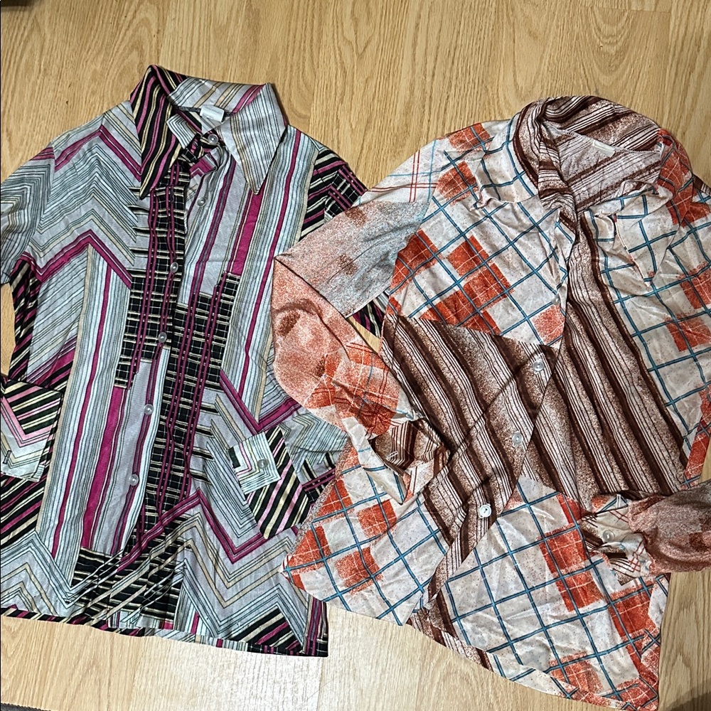 70’s Vintage 2 Striped and Geometric Patterned Shirts